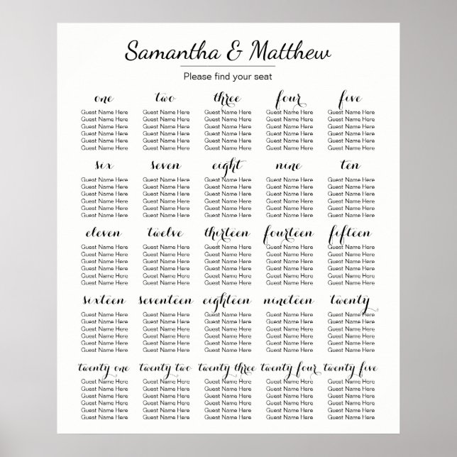 Mariage simple et chic -Plus de tables | Tableau d (Devant)