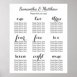 Mariage simple et chic | Tableau de sièges