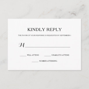Mariage simple noir et blanc RSVP