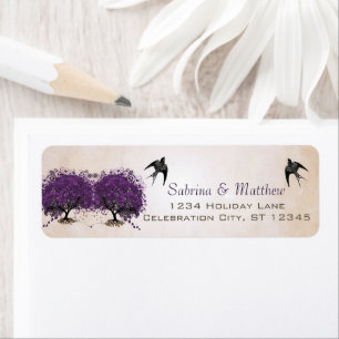Mariage simple Peachy Purple Heart Leaf Tree Étiqu