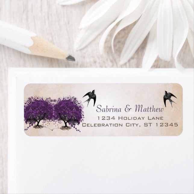 Mariage simple Peachy Purple Heart Leaf Tree Étiqu (En situation)