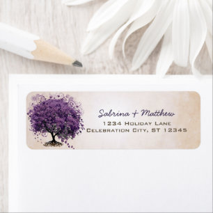 Mariage simple Peachy Purple Heart Leaf Tree Étiqu