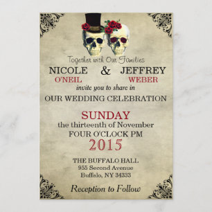 Mariage Skeleton Skuls Invitation
