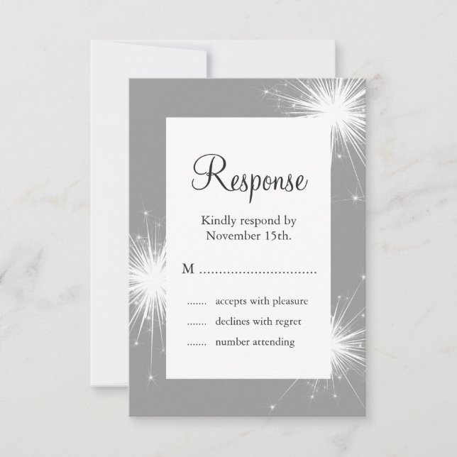 Mariage Sparkler RSVP (gris) (Devant)