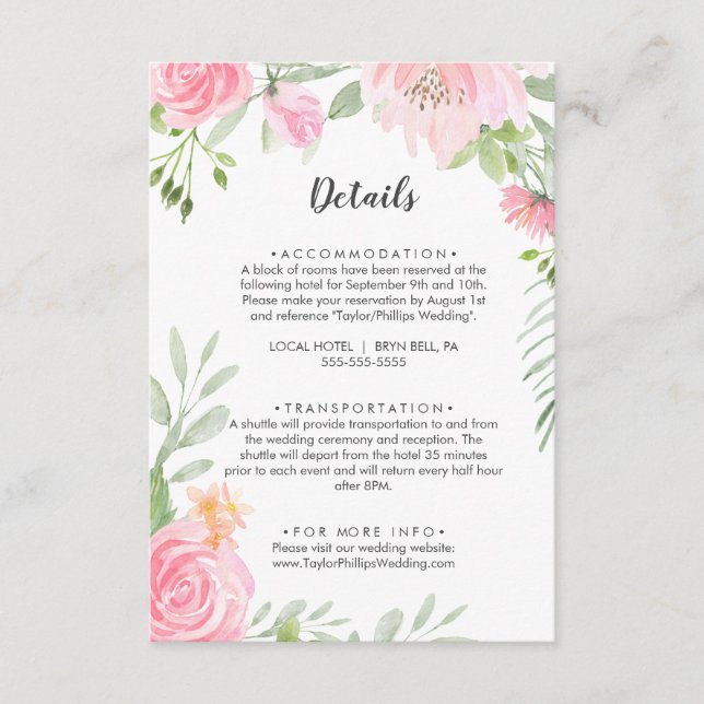 Mariage Spring Peony Détails Carte de boîtier (Devant)