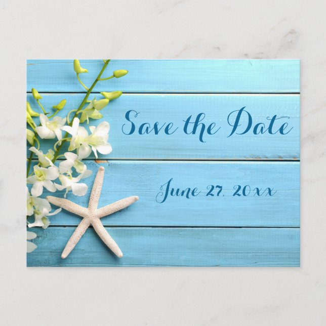 Mariage Starfish Enregistrer La Date Cartes Postal (Devant)