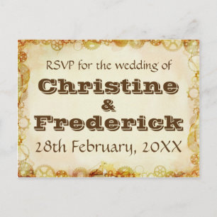 Mariage Steampunk, carte postale RSVP