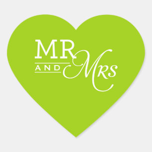 MARIAGE STICKER m & mrs chaux de typographie moder