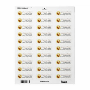 MARIAGE STICKERS-LABELS. Colombes de YinYang d'or