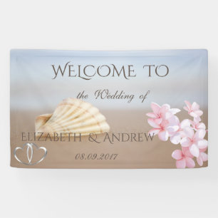 Mariage sur la plage, Coquillage, Fleur, Bannière 