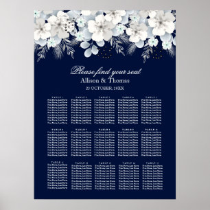Mariage Tableau de siège Fleur blanche sakura bleu