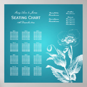 Mariage Tableau de siège Poppy Turquoise