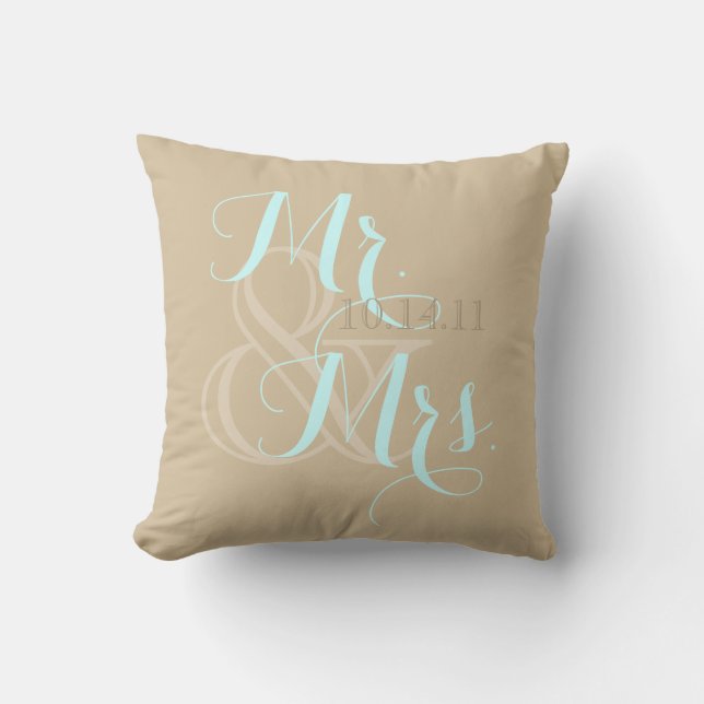 Mariage Tan Swirl Coussin M. et Mme. (Recto)