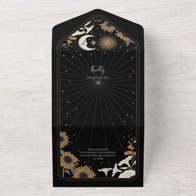 Mariage Tarot et Invitation RSVP Sun Moon aligné (Dehors)