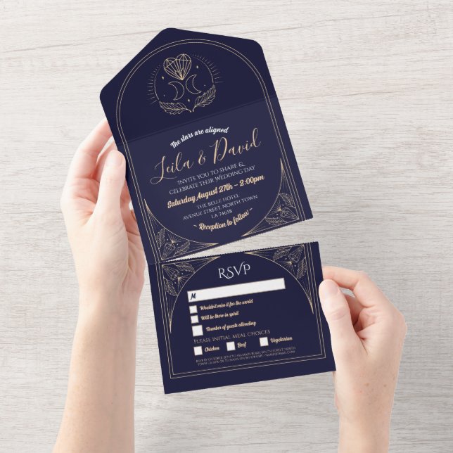 Mariage Tarot et RSVP Lune cristaux Invitation de  (Déchirure)