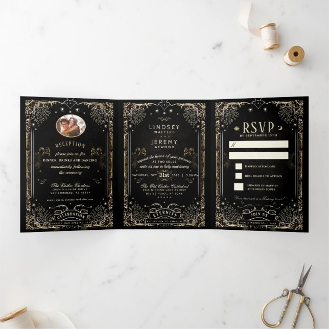 Mariage Tarot Halloween - Invitation Tri-Fold (Intérieur)