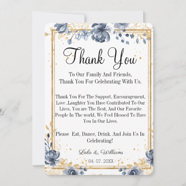 Mariage texte Calligraphie simple Carte de remerci (Devant)