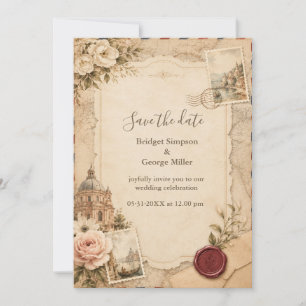 Mariage toscan vintage avec cartes de voyage