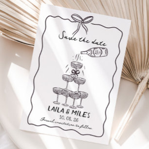 Mariage tour de champagne pour save the date fanta