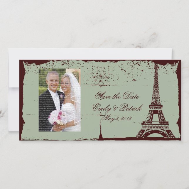 Mariage Tour Eiffel Sauvez la date Carte photo (Devant)