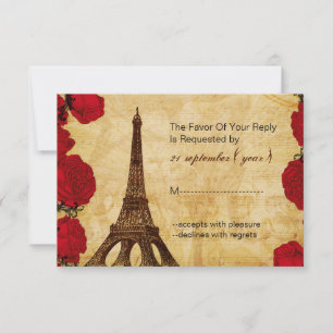 mariage tour eiffel vintage rouge rsvp 3,5 x 5