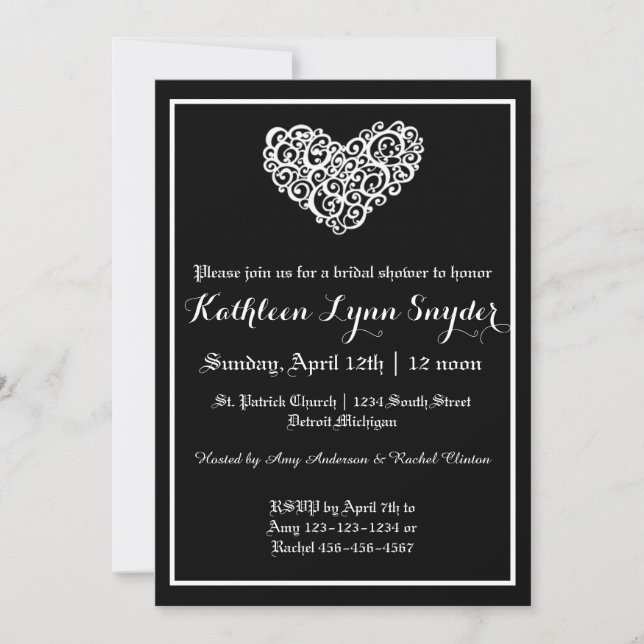 Mariage tourbillonnant de coeur - Invitation de do (Devant)