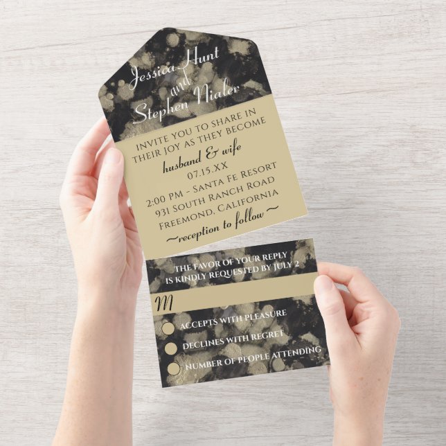 Mariage Tous N Une Invitation Golds Noirs (Déchirure)