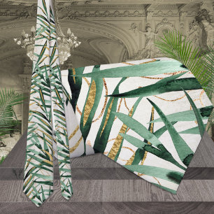 Mariage Tropical Majesty Palm Gold Fronds Cravate