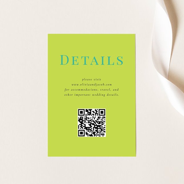 Mariage Tropical moderne Détails Carte avec code Q (Créateur téléchargé)