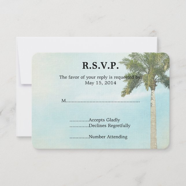 Mariage Tropical Palm Tree RSVP (Devant)