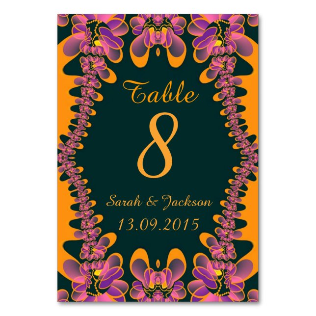 Mariage Tropical Rose Orange Carte Numéro de table (Par défaut)