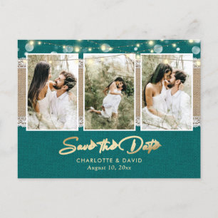 Mariage turquoise Enregistrer La Date Photo Cartes