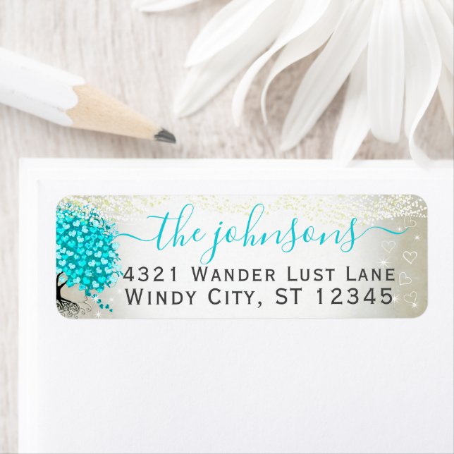 Mariage Turquoise Turquoise Aqua Blue Heart Leaf T (En situation)