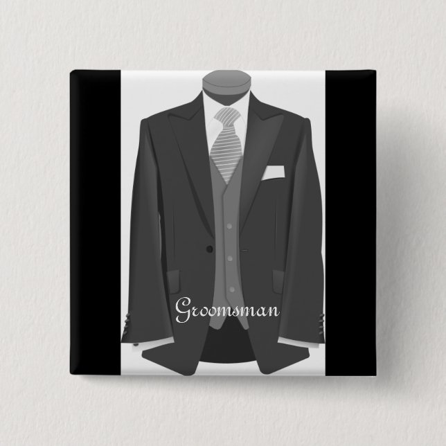 Mariage Tuxedo Groomsman Pin Button Badge Cadeau (Devant)