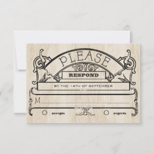 Mariage Typographie Moderne Vintage Bois RSVP