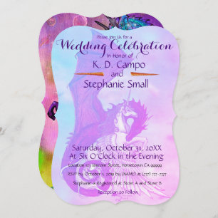 Mariage Unicorn Célébration Invitation Dragon Roug