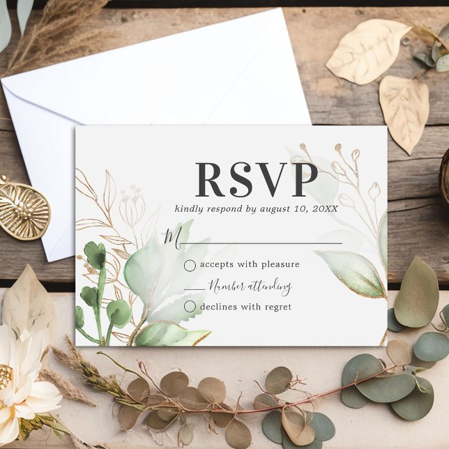 Mariage vert aquarelle RSVP (Créateur téléchargé)