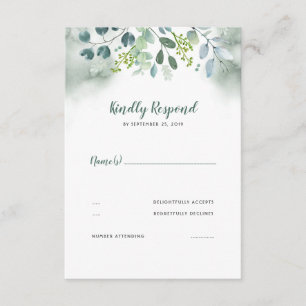 Mariage vert aquarelle RSVP