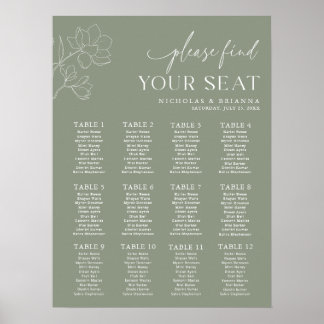 Mariage vert de taille minimale 12 Tableau de sièg