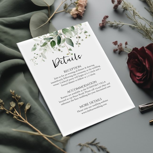 Mariage vert Détails Carte de boîtier élégant (Créateur téléchargé)
