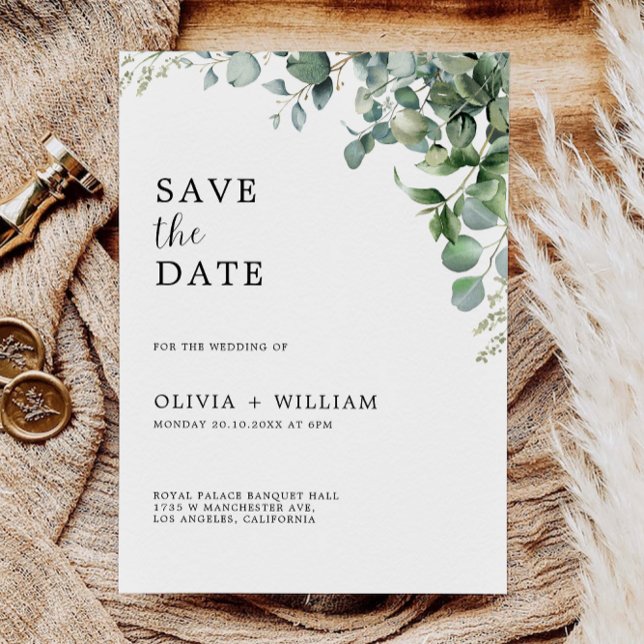 Mariage vert Enregistrer la date Invitation (Greenery Wedding Save the Date Invitation)