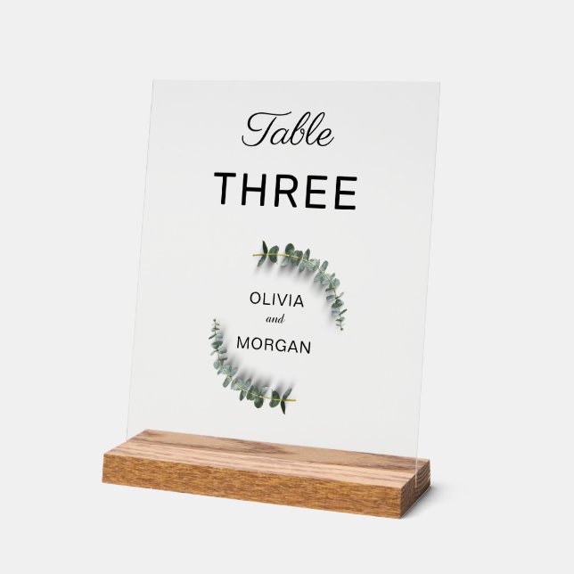 Mariage vert et blanc Numéro de table Symbole acry (Angle)