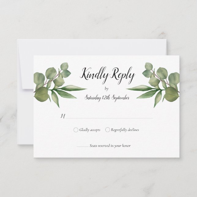 Mariage vert Eucalyptus Woodland RSVP (Devant)