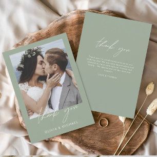 Mariage vert Sage Merci Photo Simple