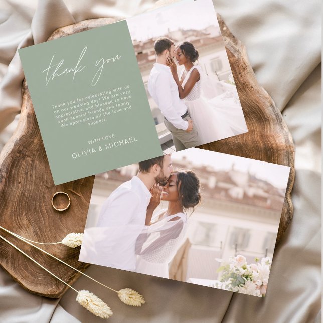 Mariage Vert Sage Merci Photo Simple Élégant (Créateur téléchargé)