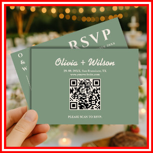 Mariage Vert Sauge   Carte de réponse QR Code