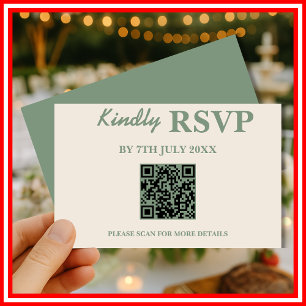 Mariage Vert Sauge   Carte de réponse QR Code incl