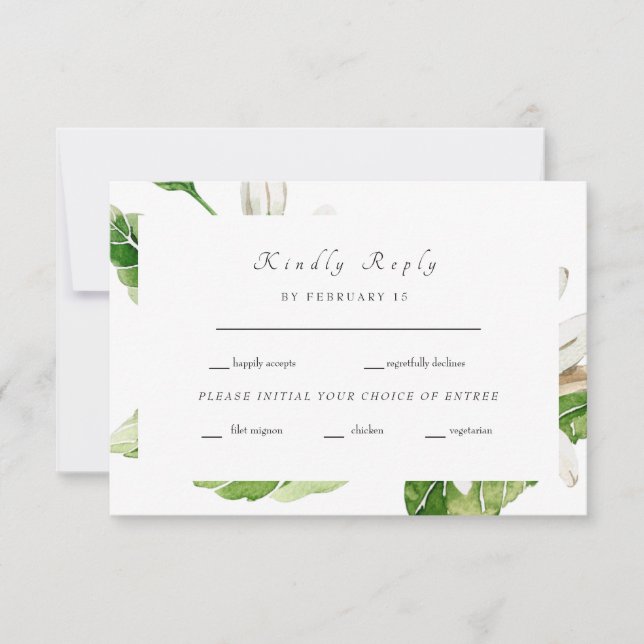 Mariage vert simple RSVP (Devant)