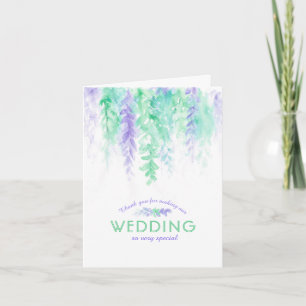 Mariage vert violet fleurs merci carte photo