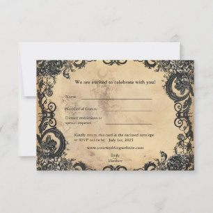 Mariage victorien gothique Elégance carte RSVP